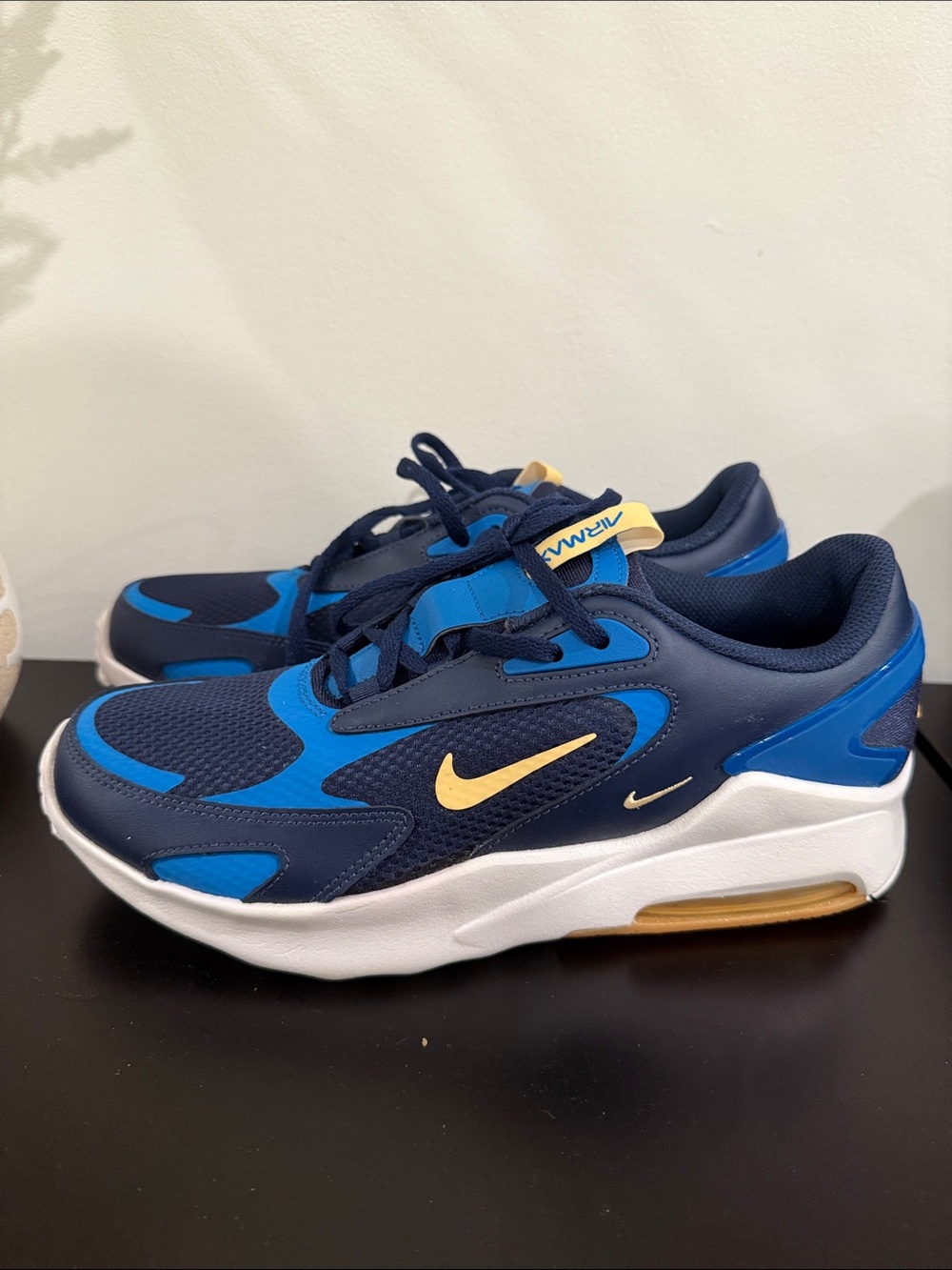 Nike Kids Navy and Blue Sneakers with Yellow Swoosh